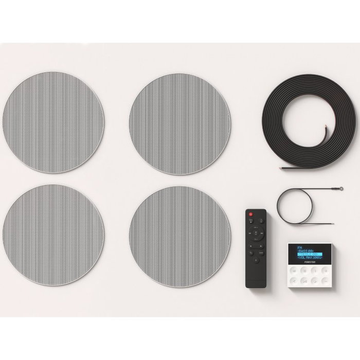 Fonestar Kit de sonido KS-WALL-4 con 4 altavoces de techo y amplificador